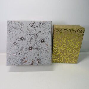 Floral Foiled (2) Gift Boxes / Storage Boxes Holiday Christmas or Everyday